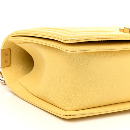 Chanel Caviar Chevron Quilted Medium Boy Flap Yellow 8 of 9