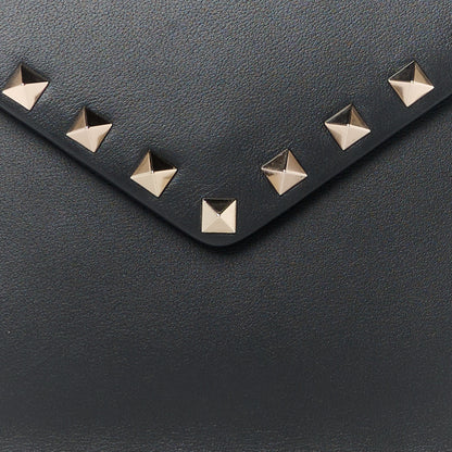 Valentino Garavani Vitello Medium Rockstud Envelope Flat Wristlet Pouch Black 8 of 9