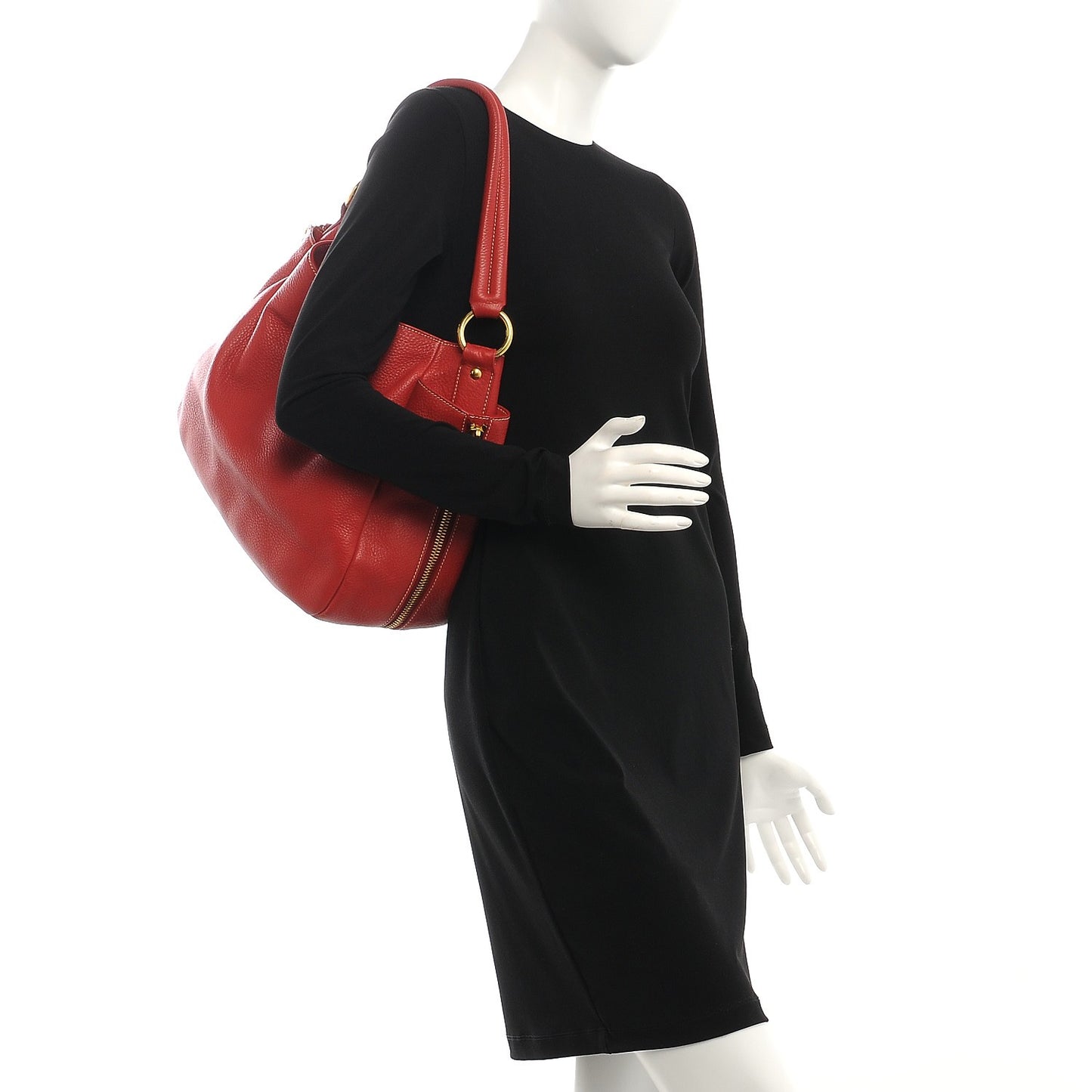 Vitello Daino Side Zip Pocket Hobo Fuoco