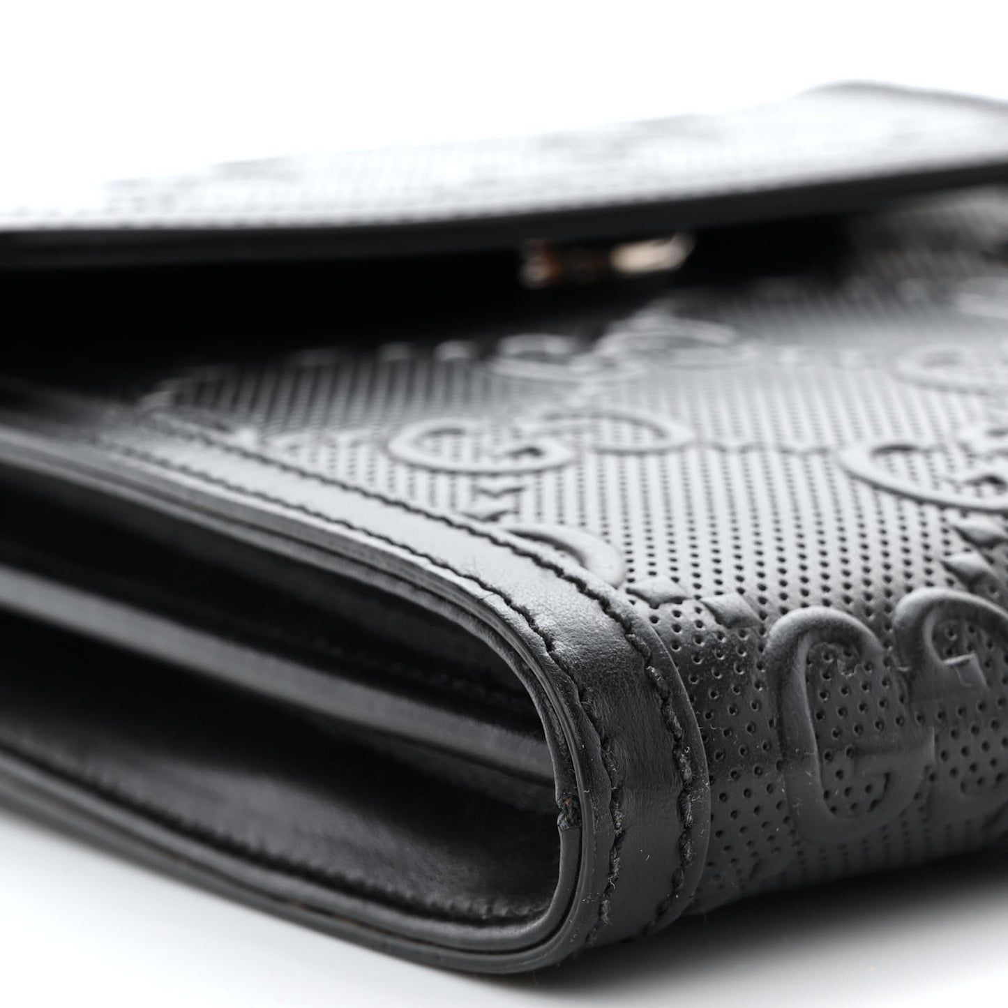 Calfskin GG Tennis Embossed Messenger Bag Black