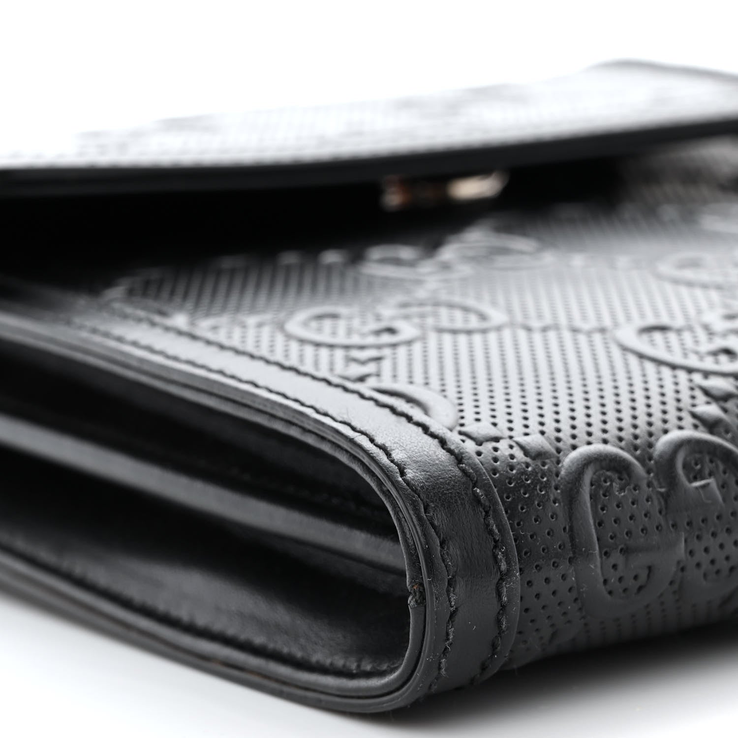 Gucci Calfskin GG Tennis Embossed Messenger Bag Black 11 of 13