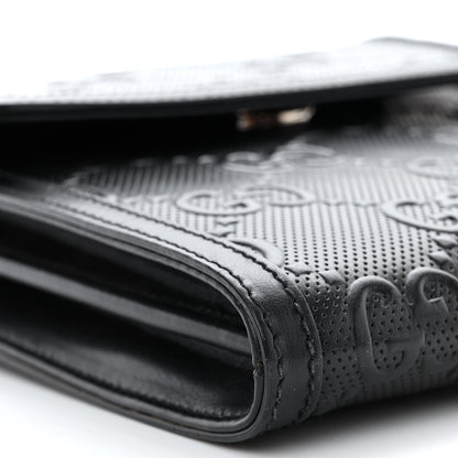 Gucci Calfskin GG Tennis Embossed Messenger Bag Black 11 of 13