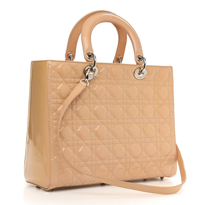 Christian Dior Patent Cannage Large Lady Dior Dark Beige 3 of 14