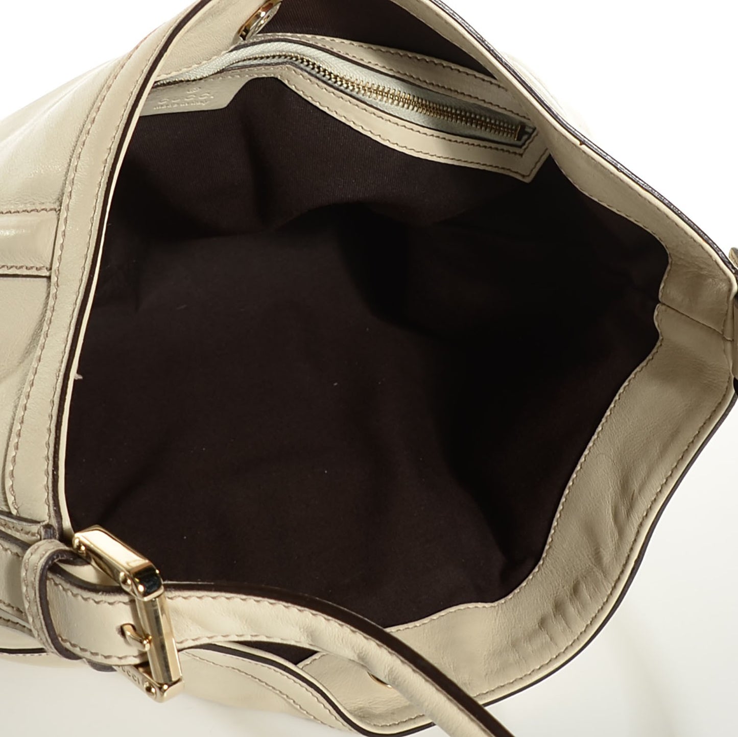 Calfskin Web Britt Medium Hobo Off White