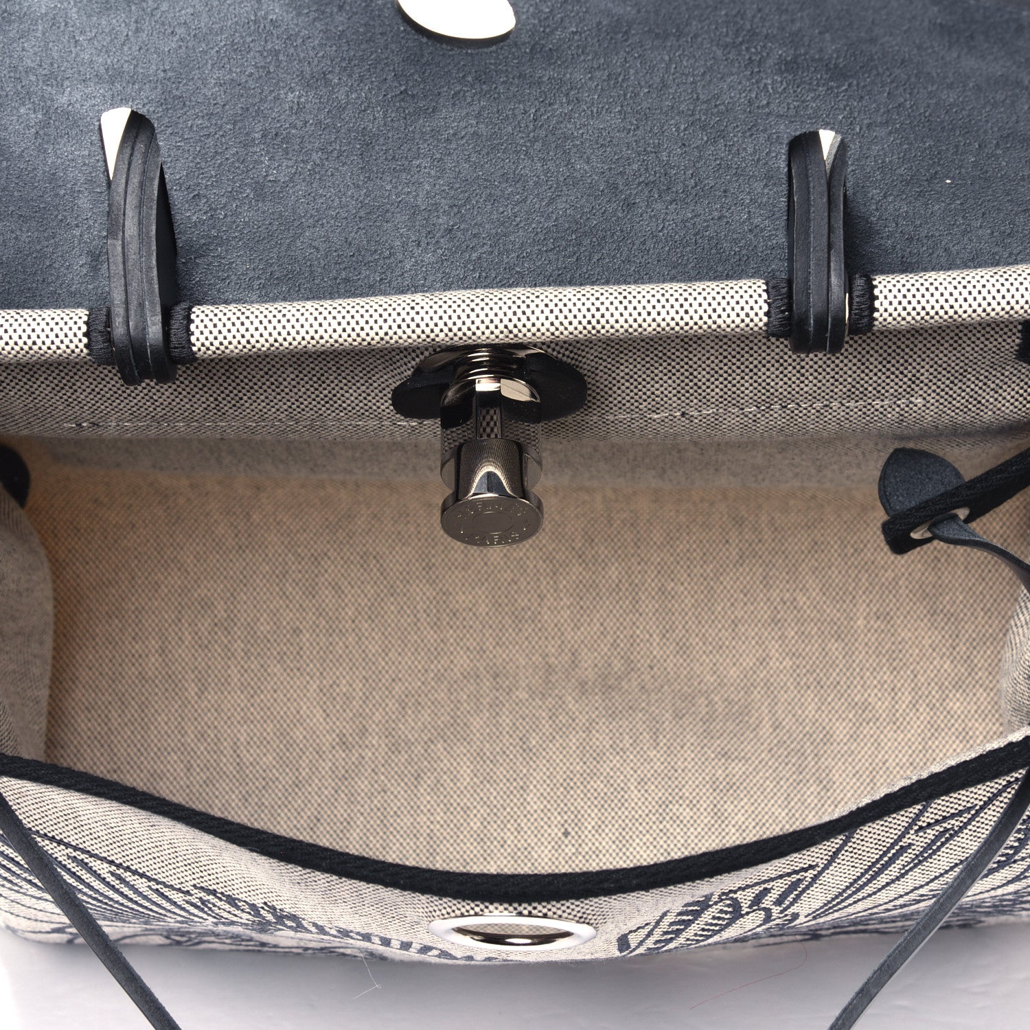 Hermes Vache Hunter Toile H Pegase Pop Herbag Zip Retourne 31 PM Bleu Indigo Ecru Black 4 of 5
