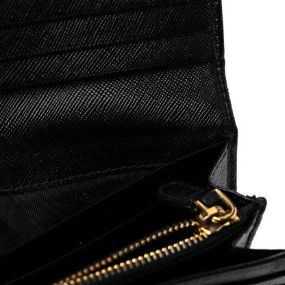 Prada Saffiano Metal Continental Flap Wallet Black 8 of 21