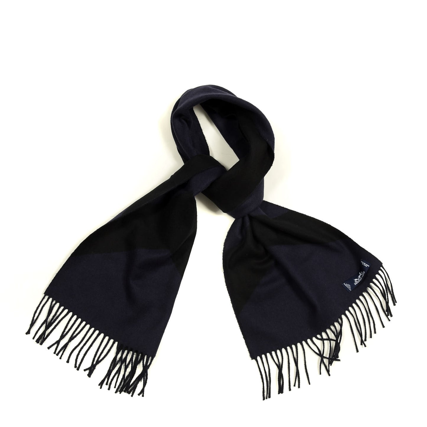 Cashmere Casaque Chevron Muffler Marine Black
