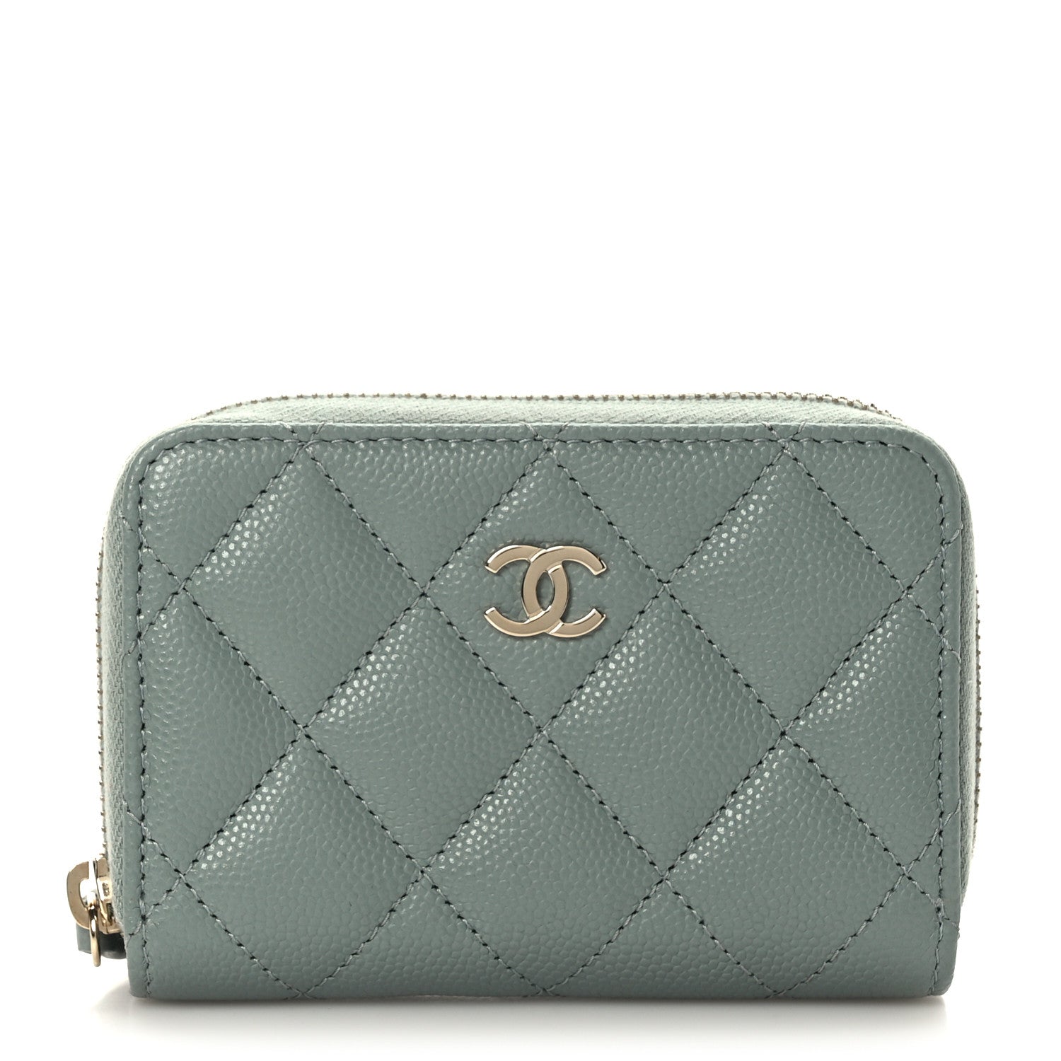 Chanel Caviar Quilted Zip Around Coin Purse Wallet Grey 1 of 7