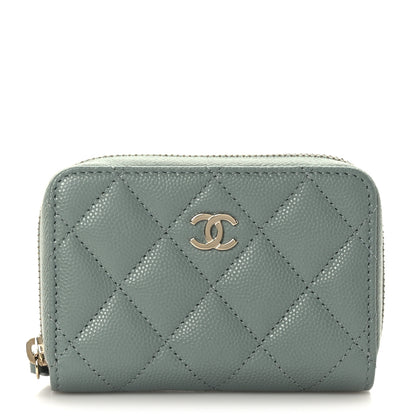 Chanel Caviar Quilted Zip Around Coin Purse Wallet Grey 1 of 7