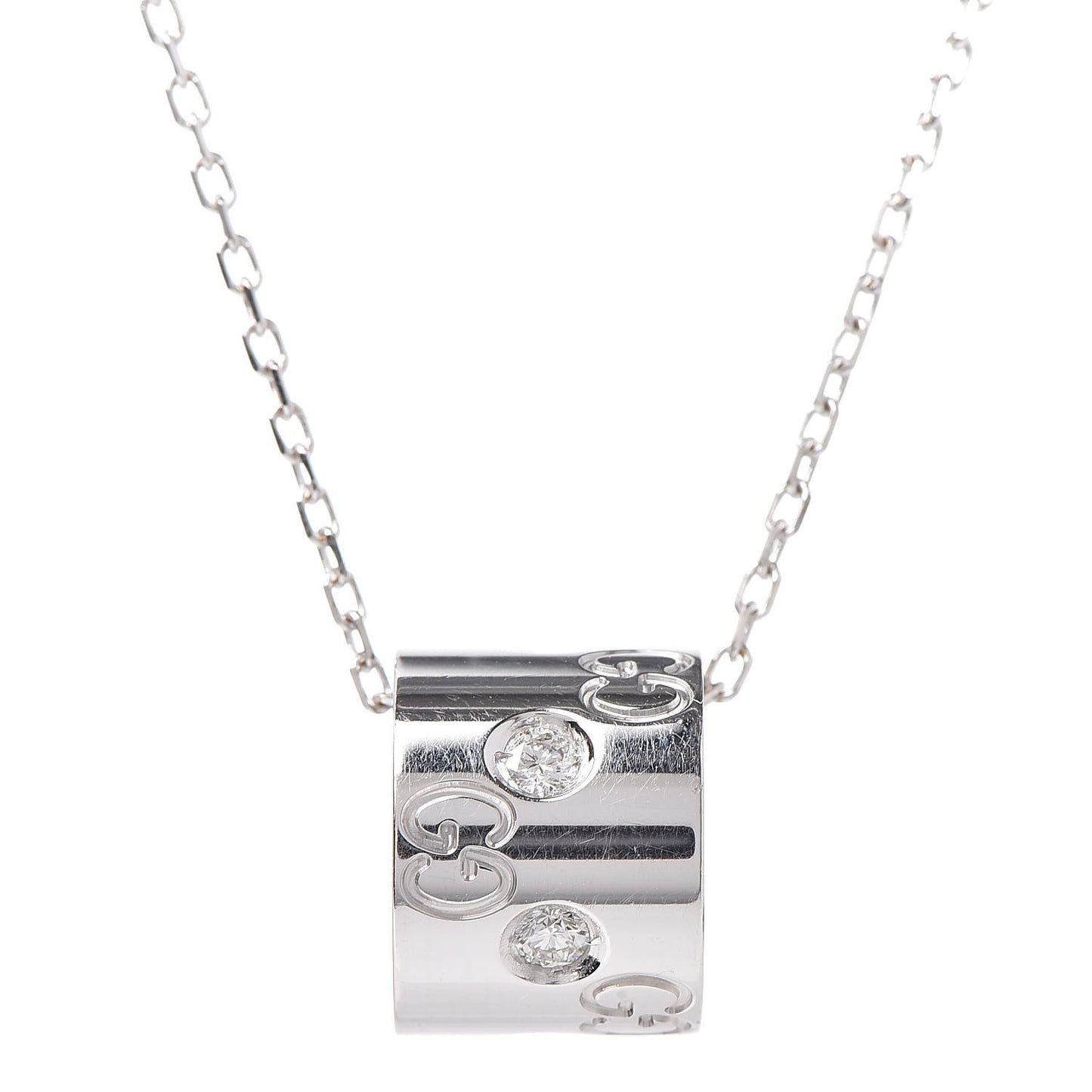 18K White Gold Diamond Icon Twirl Pendant Necklace