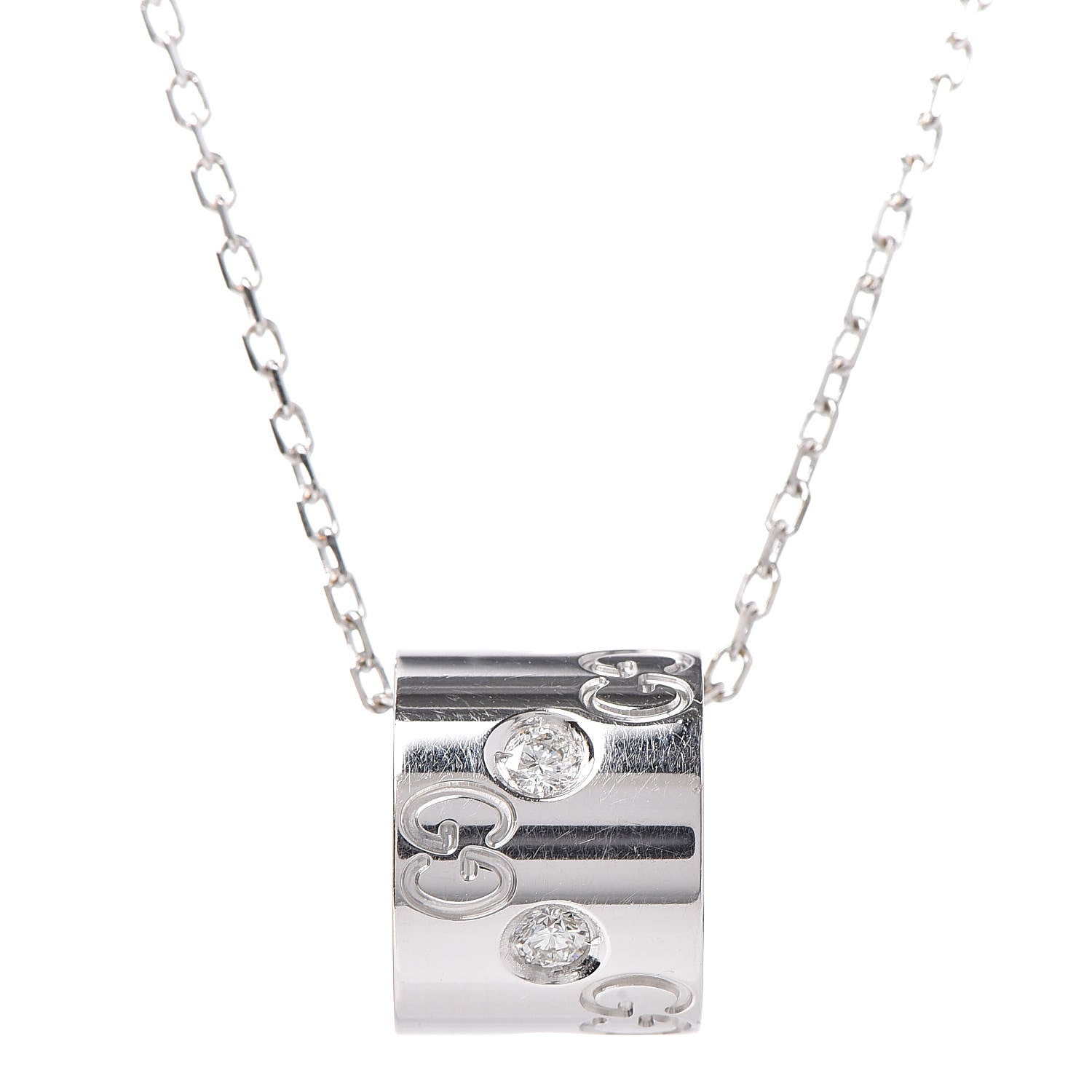Gucci 18K White Gold Diamond Icon Twirl Pendant Necklace 7 of 11