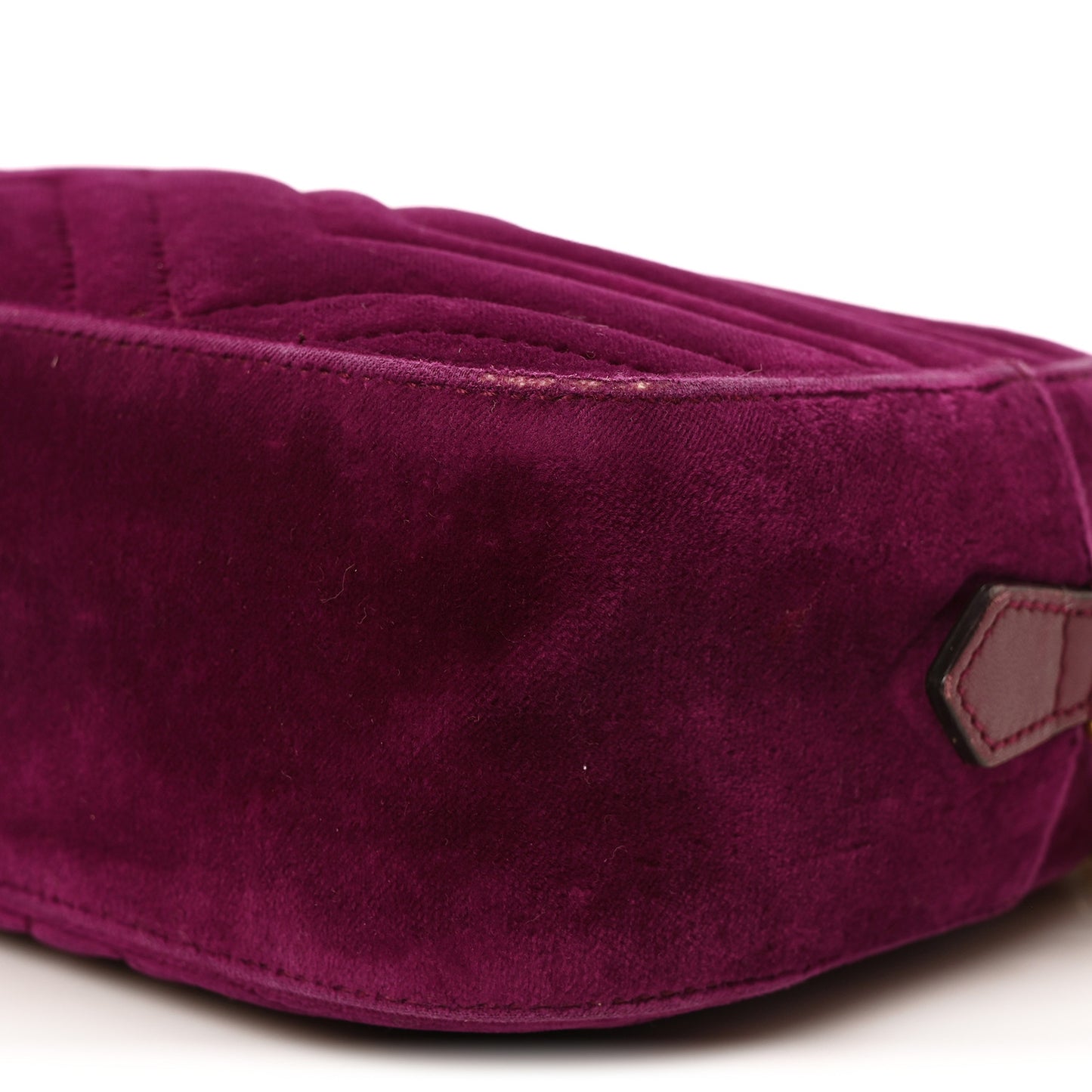 Velvet Matelasse Small GG Marmont Chain Shoulder Bag Fuchsia Violet Cyclamen