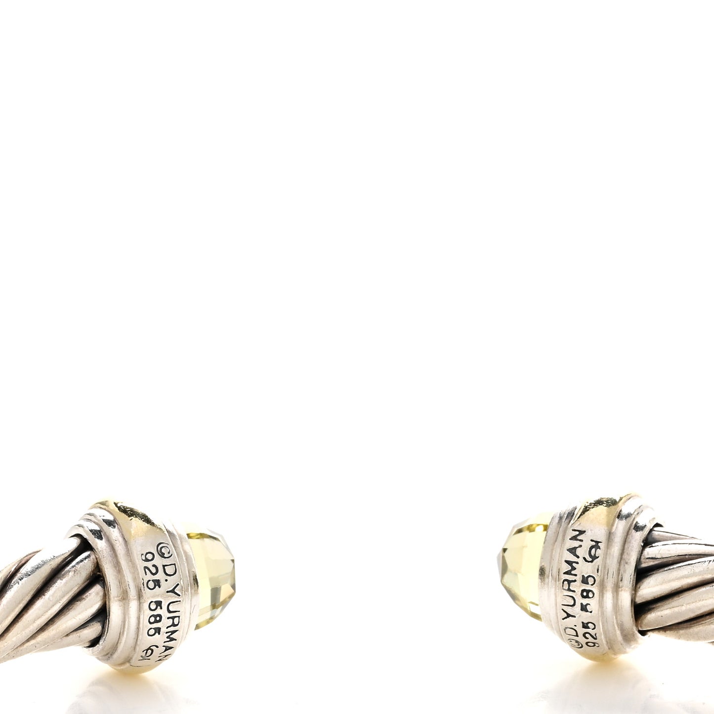 Sterling Silver 14K Yellow Gold Prasiolite 7mm Cable Classics Bracelet
