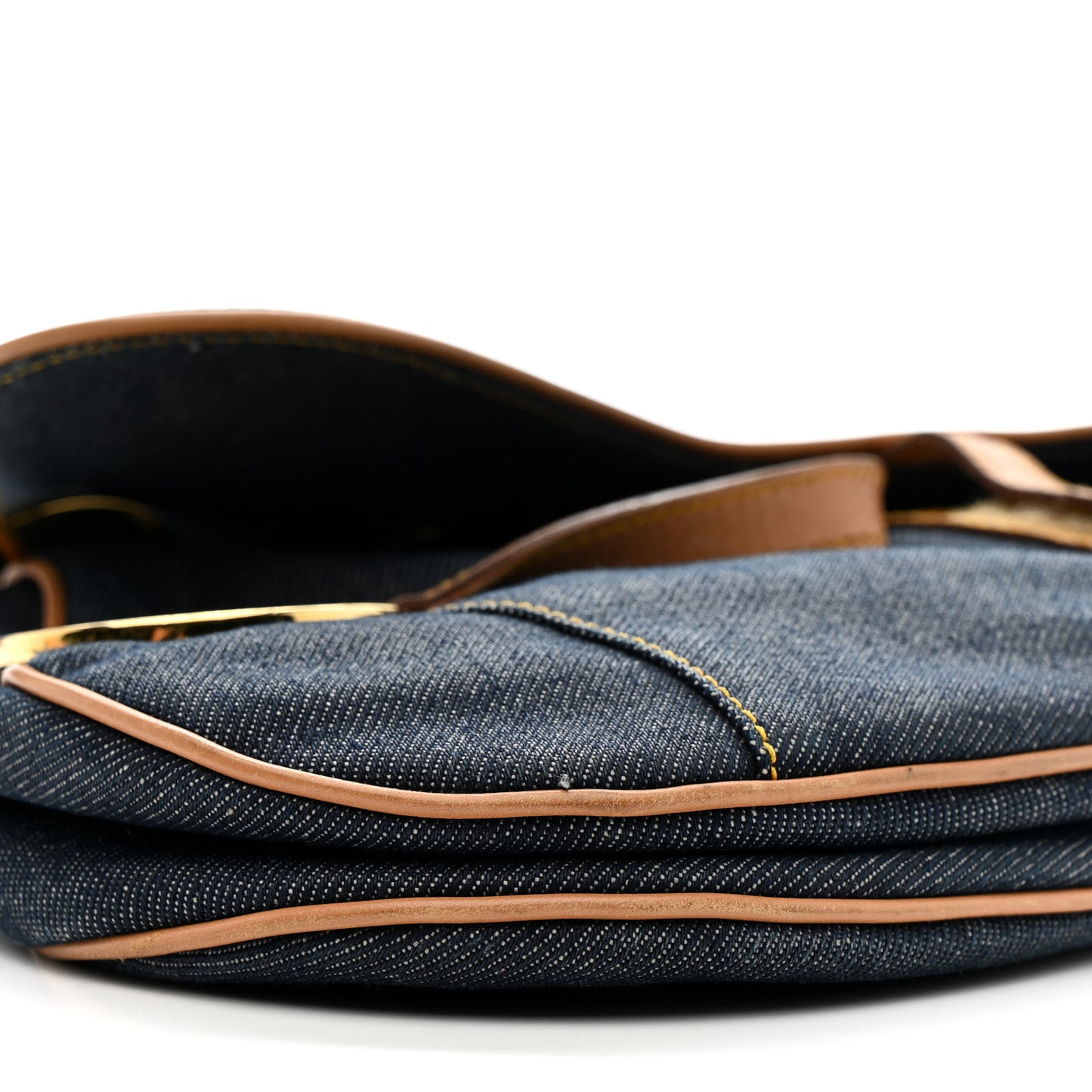 Denim Calfskin Saddle Bag Blue