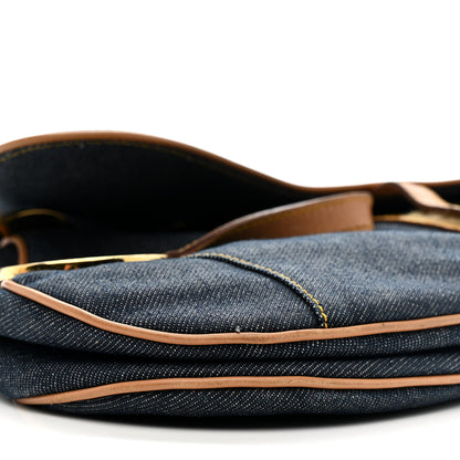 Christian Dior Denim Calfskin Saddle Bag Blue 9 of 12