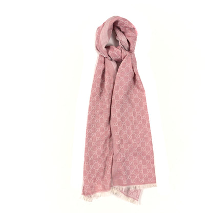 Gucci Silk GG Monogram Fringe Scarf Pink 1 of 4