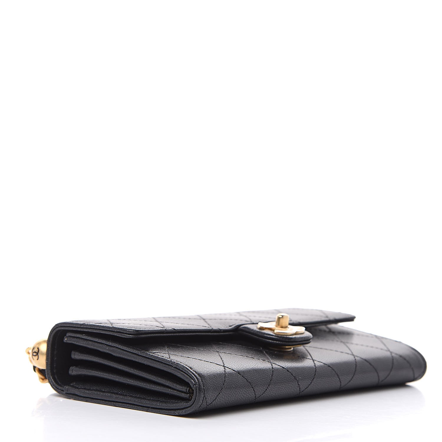 Chanel Goatskin Quilted Chic Pearls Clutch With Chain Black 4 of 10