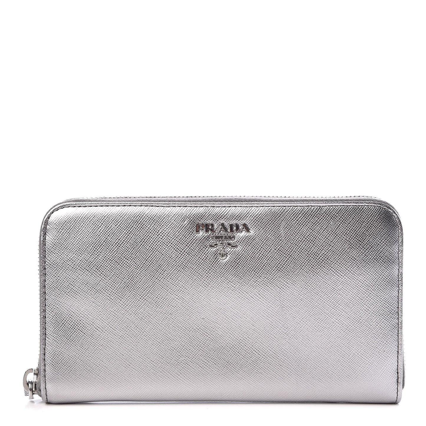 Saffiano Metal Zip Around Wallet Argento