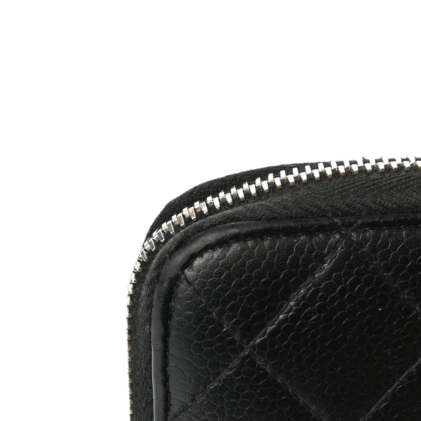 Caviar Quilted Large Gusset Zip Around Wallet Black