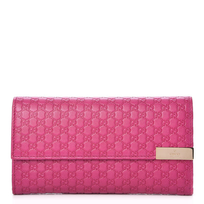 Gucci Soft Microguccissma Dice Continental Flap Wallet Bright Bouganville 1 of 9