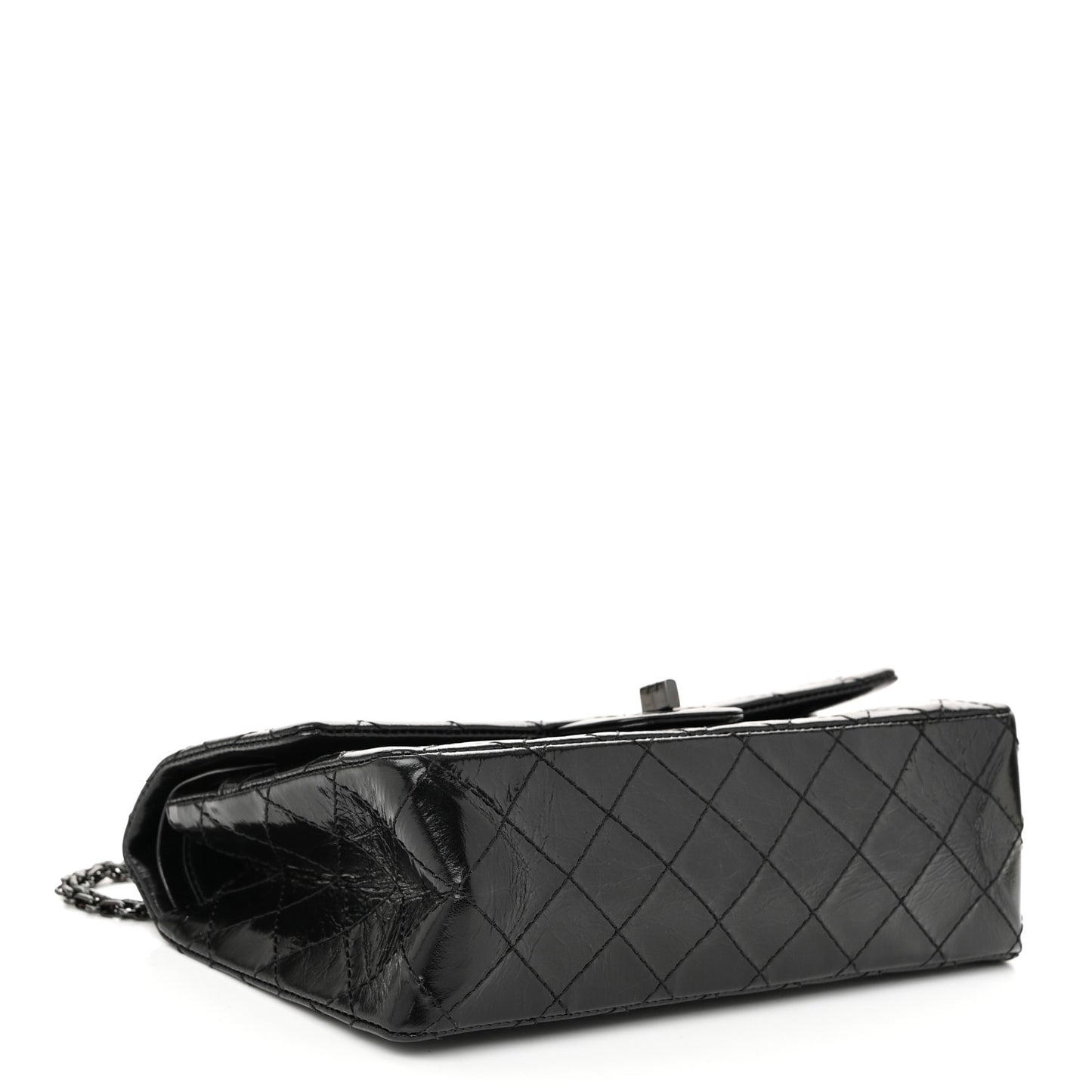 Glazed Aged Calfskin Quilted 2.55 Reissue 225 Flap So Black