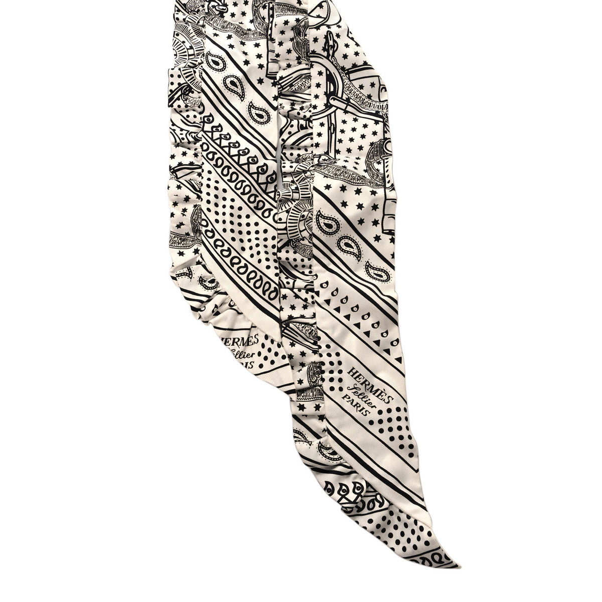 Silk Eperon d'Or Bandana Ruffle Twilly White Black