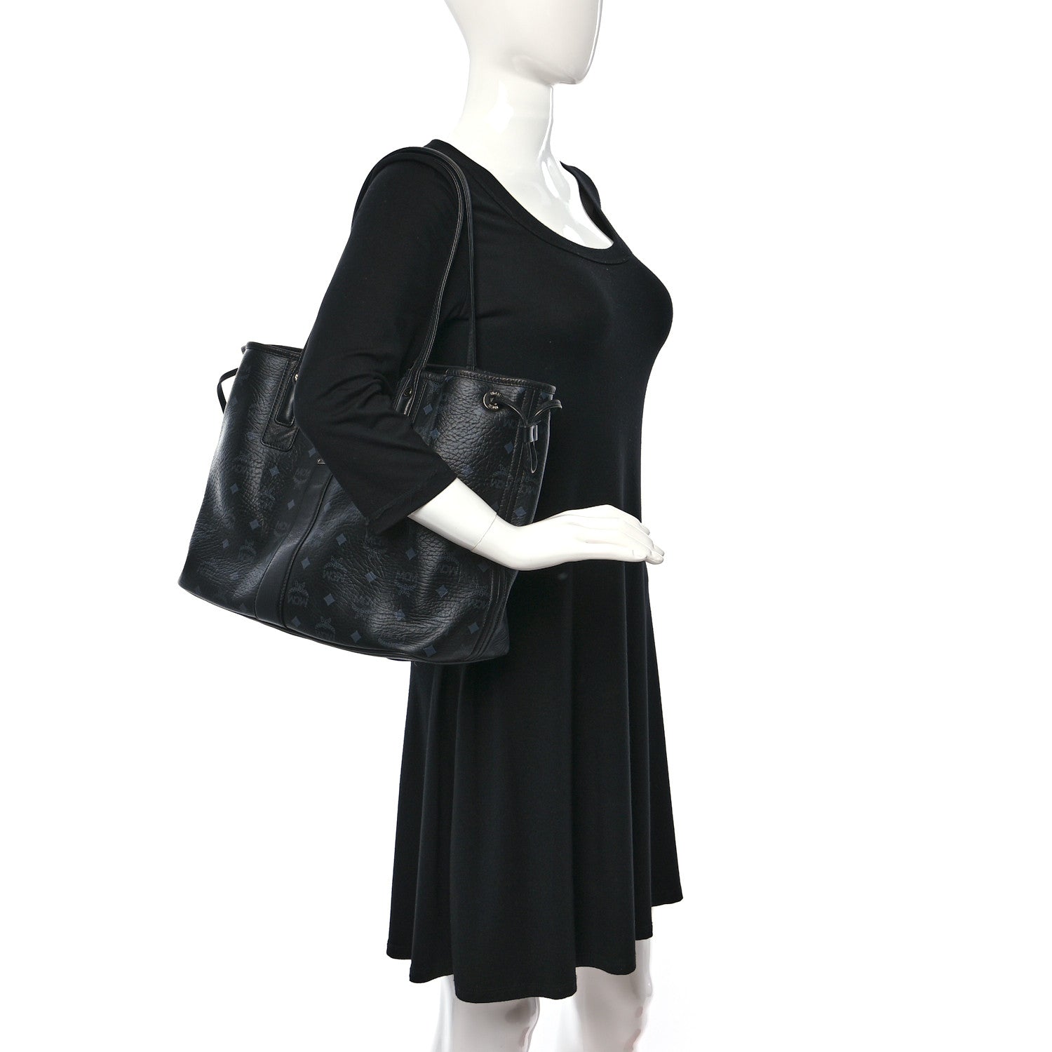 MCM Visetos Medium Liz Reversible Shopper Tote Black 2 of 17