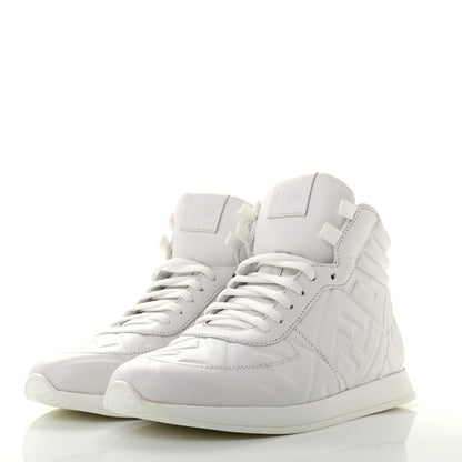 Fendi Nappa Macro FF Embossed Womens High Top Sneakers 36 White Ice 3 of 8