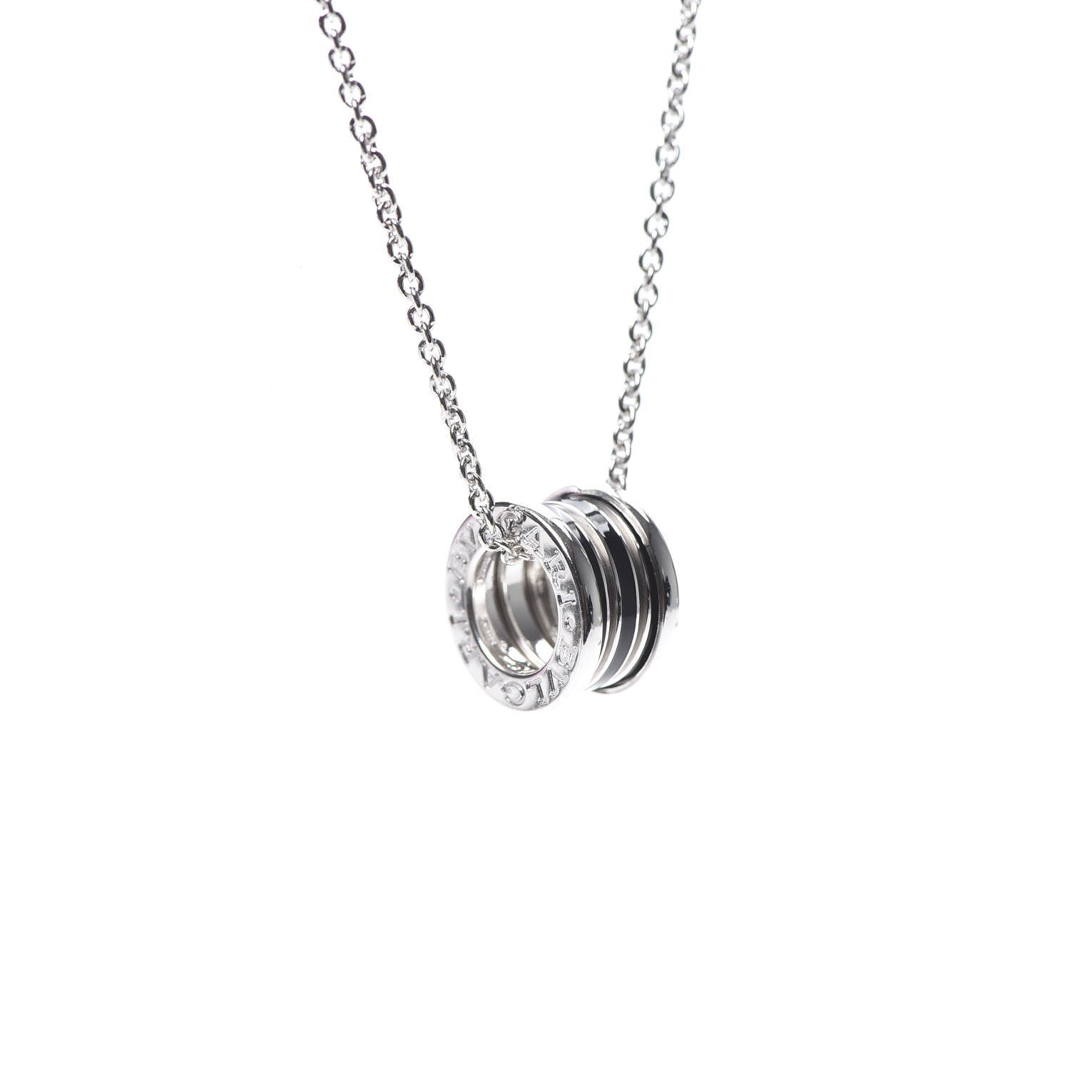 Bulgari 18K White Gold Black Enamel B.Zero1 Pendant Necklace 5 of 5