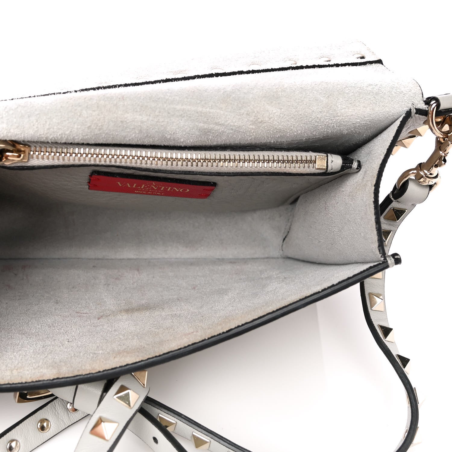 Valentino Garavani Pebbled Calfskin Rockstud Side Slip Crossbody Pastel Grey 5 of 8