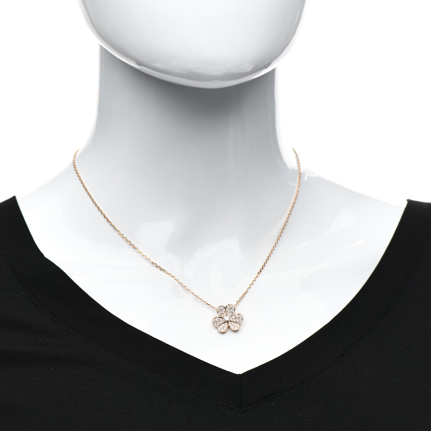 18K Rose Gold Diamond Small Frivole Pendant Pave Necklace