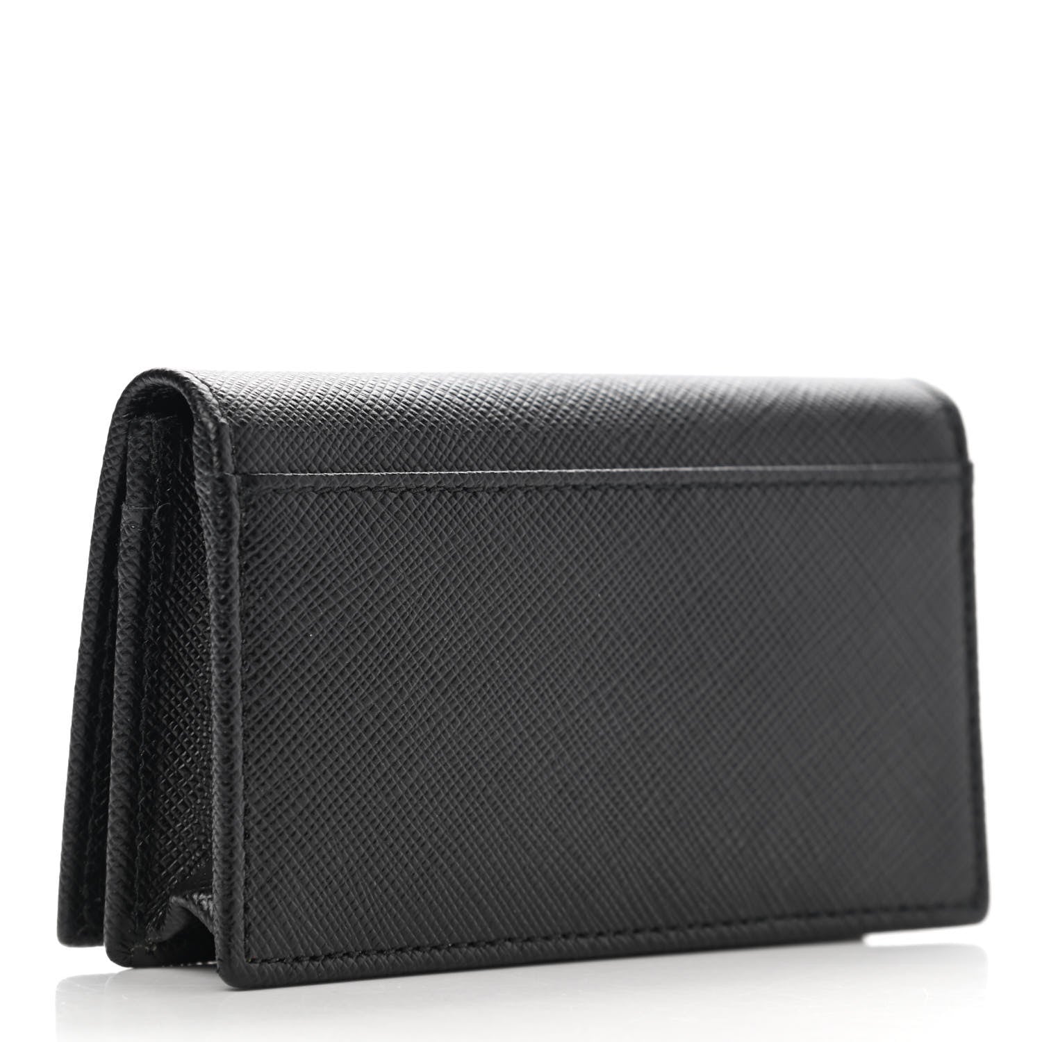 Prada Saffiano Metal Bi-Fold Card Holder Wallet Black 3 of 6