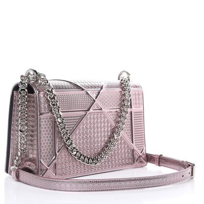 Christian Dior Metallic Patent Micro-Cannage Medium Diorama Flap Bag Pink 3 of 9