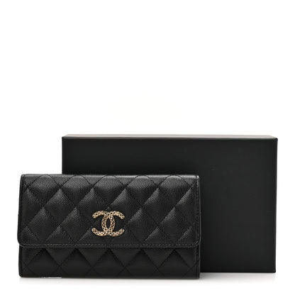 Chanel Caviar Metal Perforated Quilted CC Flap Wallet Black 9 of 9