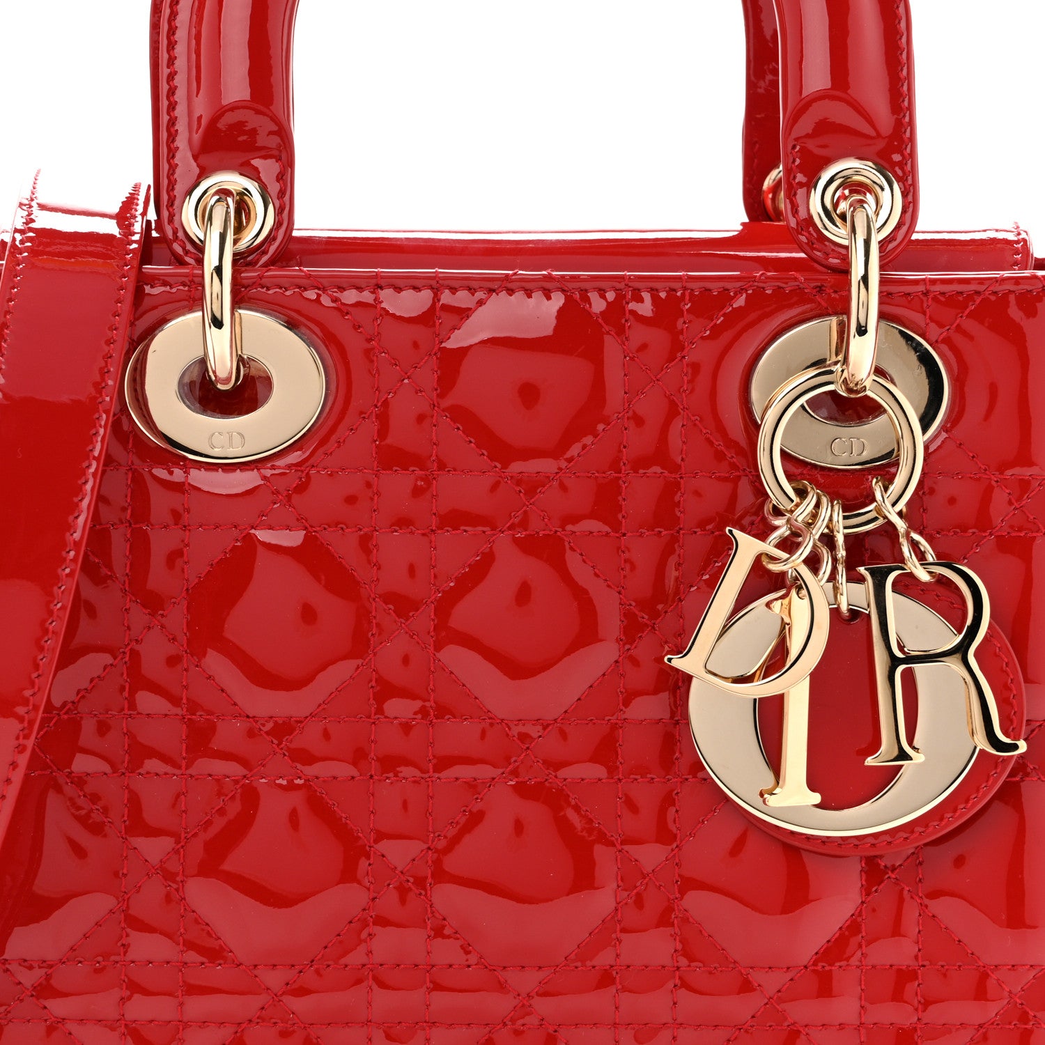 Christian Dior Patent Cannage Small Lady Dior Cherry Red 8 of 11