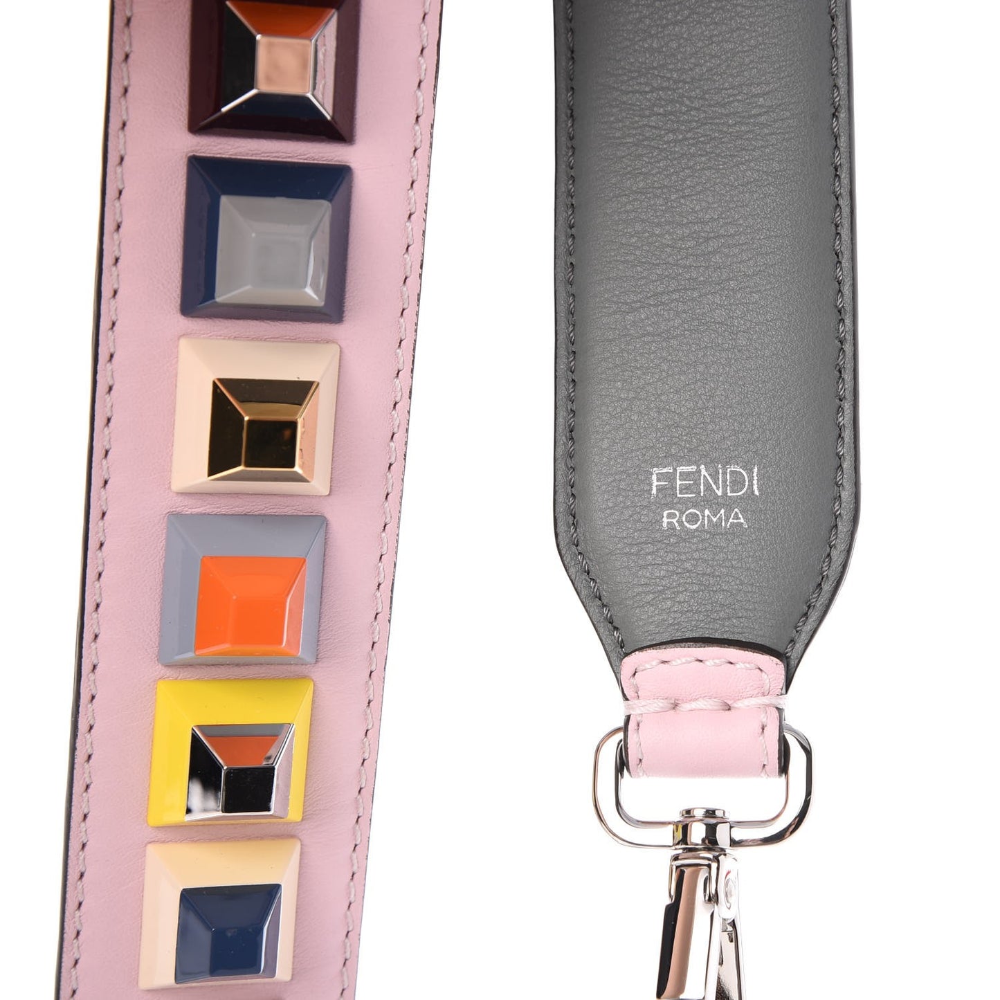 Vitello Dolce Plexiglass Bi-Color Studded Strap You Peonia Alga Multicolor
