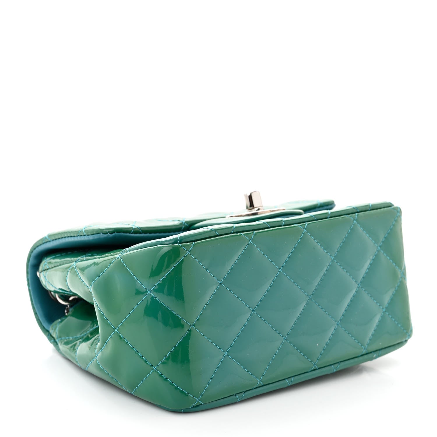 Chanel Patent Quilted Mini Square Flap Blue 4 of 10