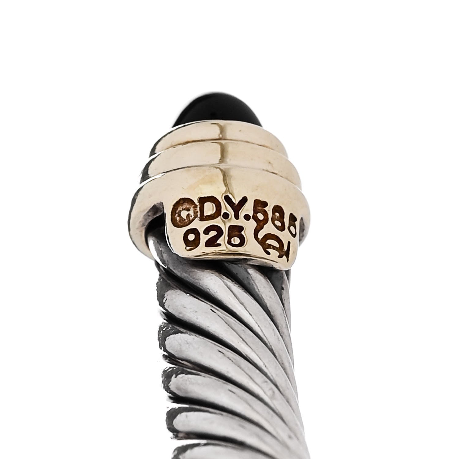 David Yurman Sterling Silver 14K Yellow Gold Black Onyx 5mm Cable Classics Petite Color Bracelet 3 of 3