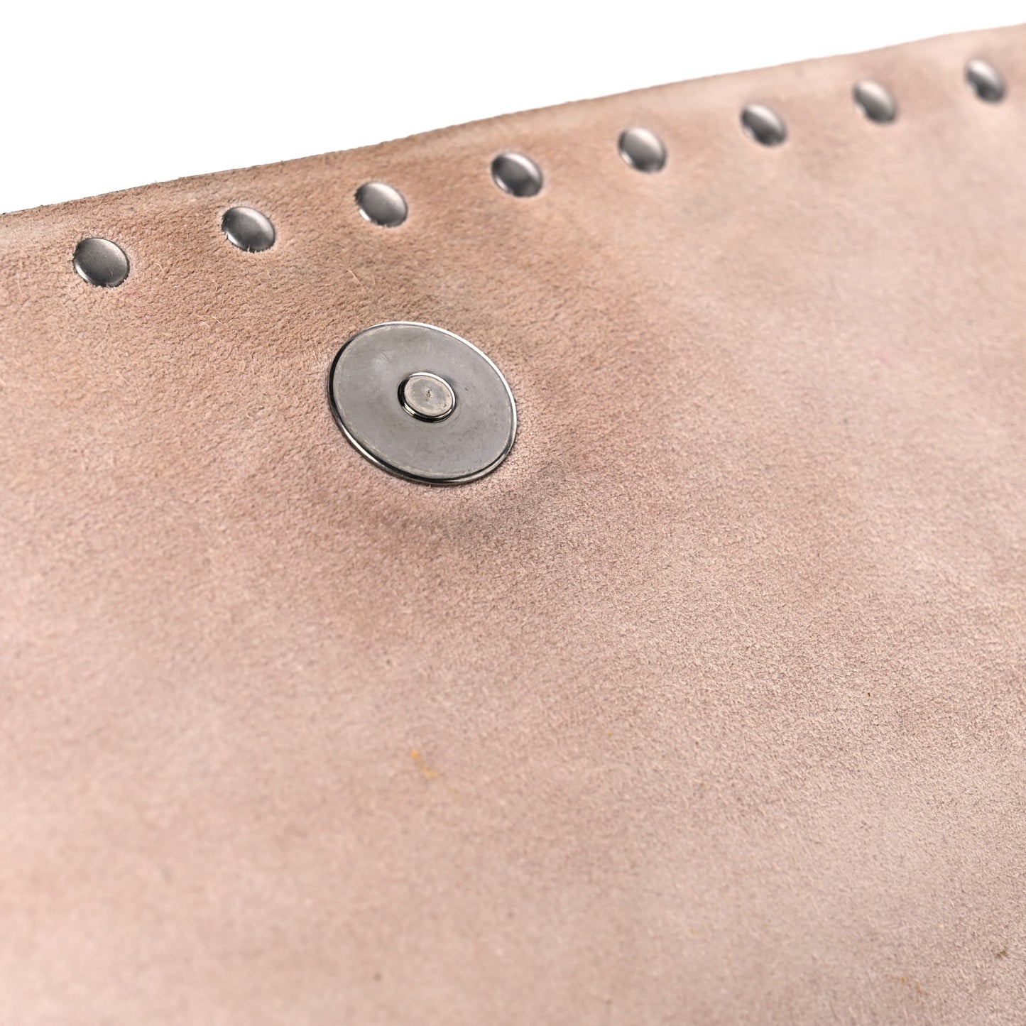 Pebbled Calfskin Onyx Small Rockstud Rolling Wristlet Clutch Soft Noisette