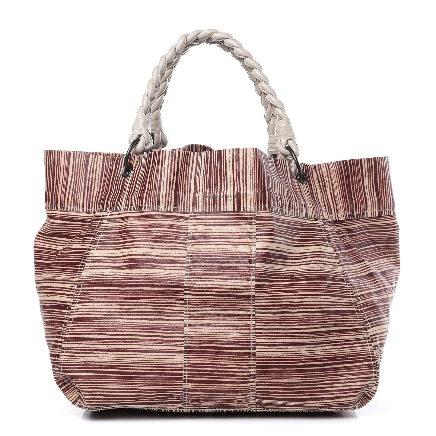 Printed Calfskin Nappa Intrecciato Reversible Tote Multicolor