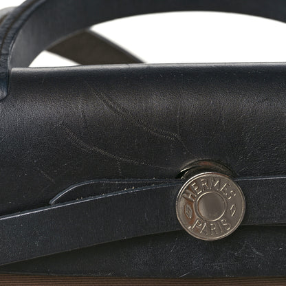 Hermes Vache Hunter Toile Herbag Zip 31 PM Etoupe Bleu Indigo 16 of 16