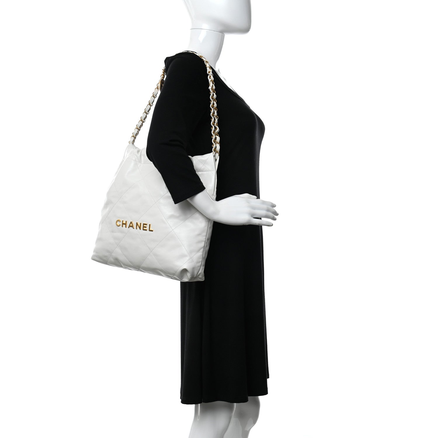 Chanel Shiny Calfskin Quilted Small Chanel 22 White 2 of 12