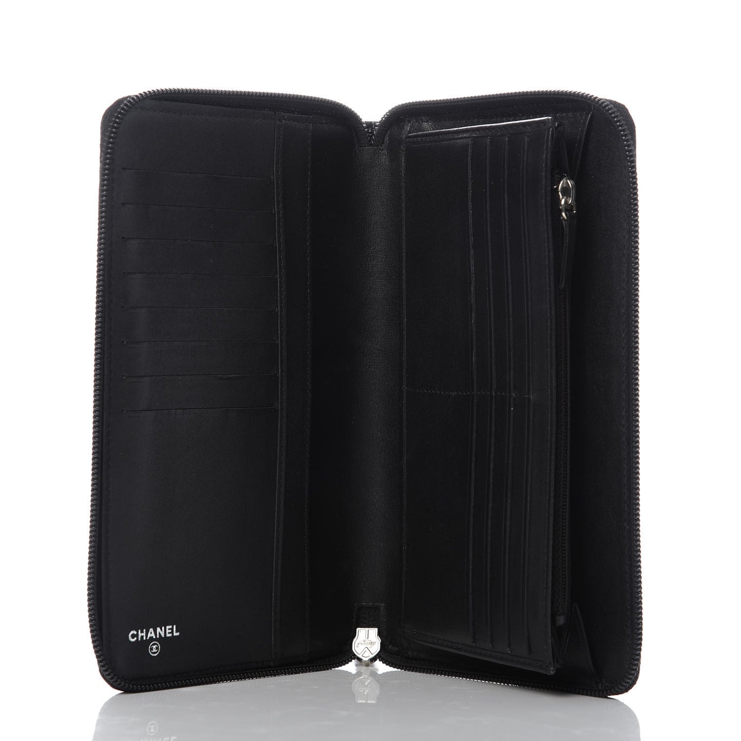 Caviar Large Timeless CC Zip Around Organizer Wallet Black