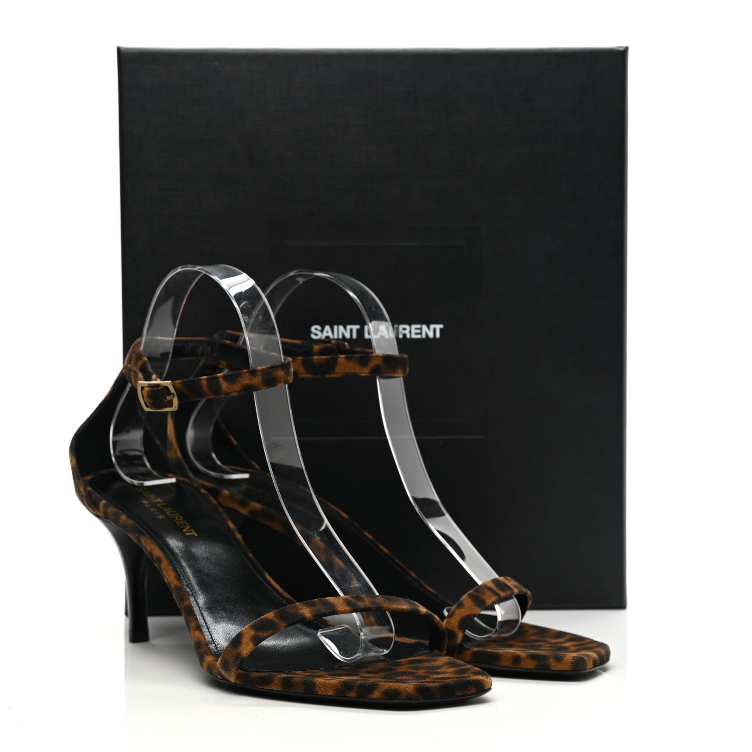 Saint Laurent Calf Hair Leopard Print Amber Ankle Strap Sandals 40 Brown 9 of 9