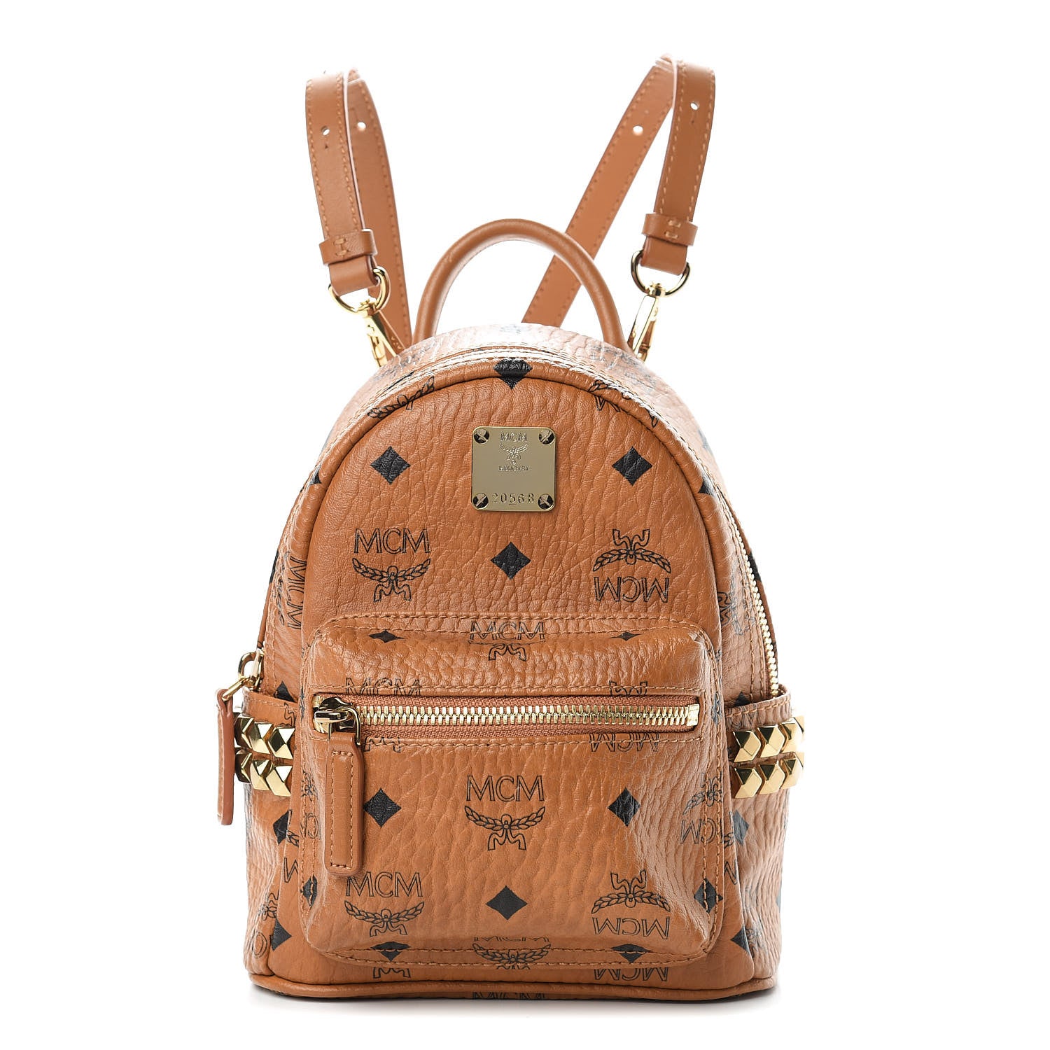 MCM Visetos Side Stud X-Mini Stark Backpack Cognac 1 of 13