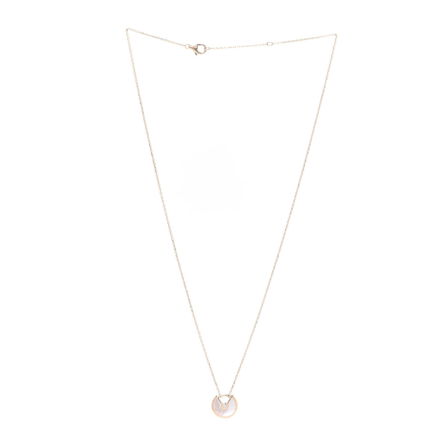 18K Yellow Gold Diamond Mother of Pearl XS Amulette de Cartier Pendant Necklace