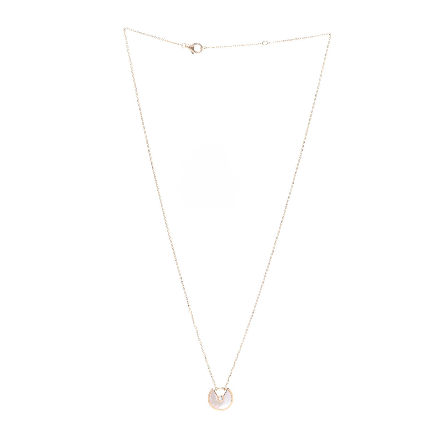 Cartier 18K Yellow Gold Diamond Mother of Pearl XS Amulette de Cartier Pendant Necklace 3 of 6