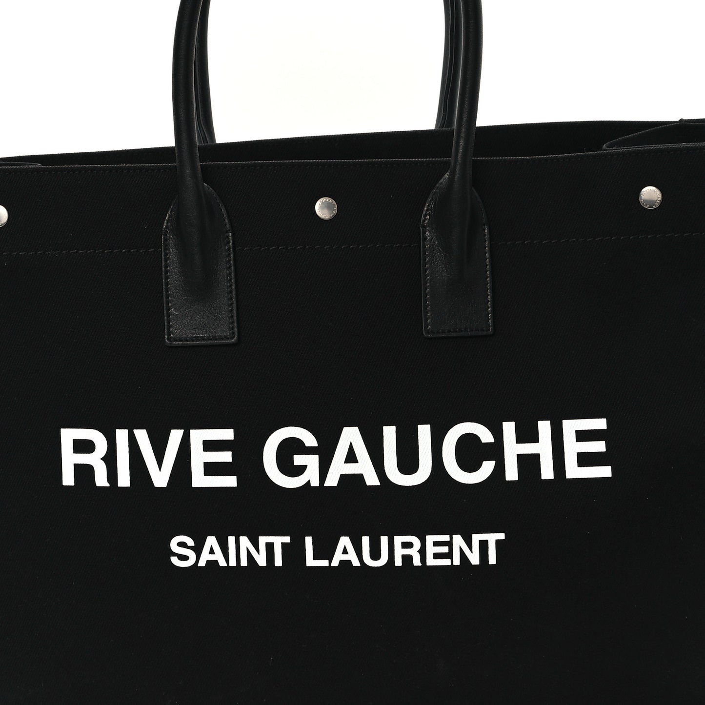 Linen Calfskin Rive Gauche Tote Black