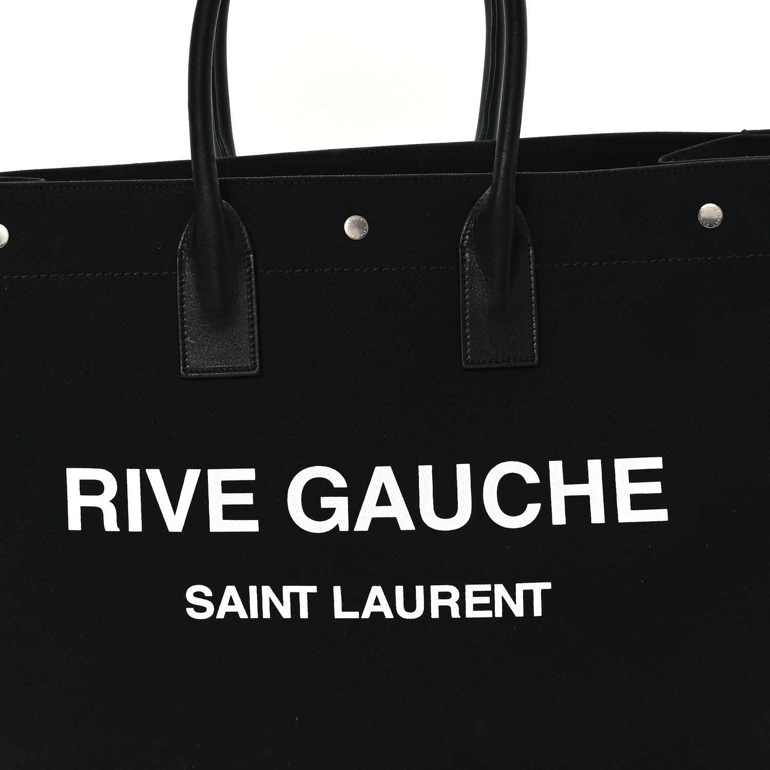 Saint Laurent Linen Calfskin Rive Gauche Tote Black 8 of 13