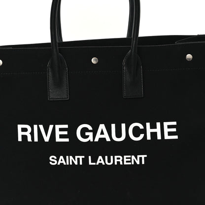 Saint Laurent Linen Calfskin Rive Gauche Tote Black 8 of 13